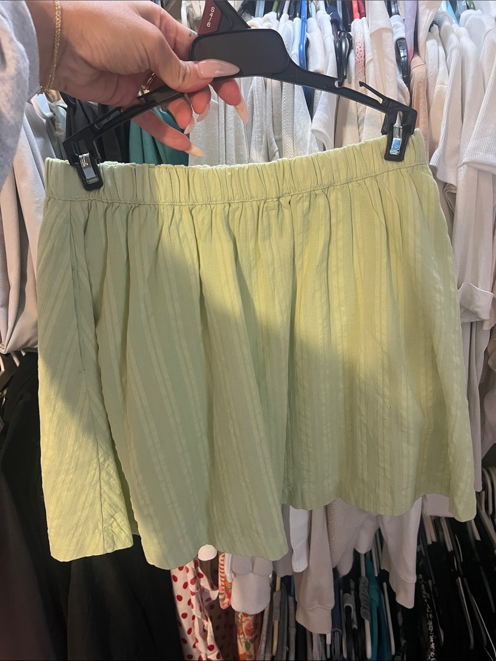 American Eagle Outfitters Light Green Elastic Waist Skater Skirt